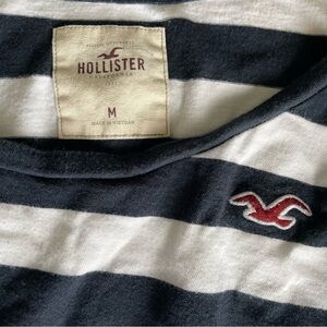 Hollister Navy and White Striped Tee